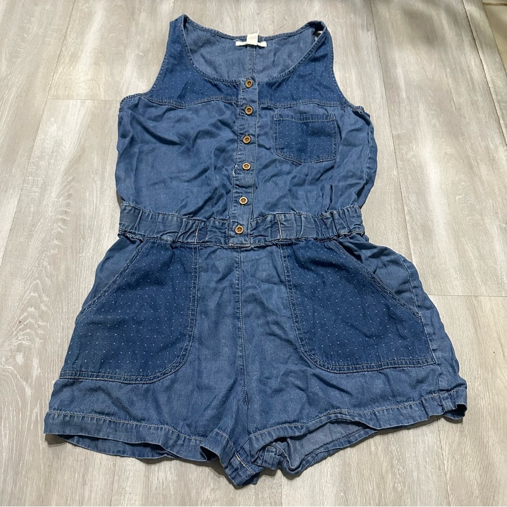 life in progress Navy Blue Denim Romper